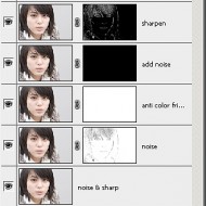 Action photoshop riduzione rumore e sharpening multi layer